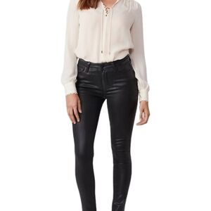 PAIGE Coated Black Hoxton Skinny Jeans 24 New
